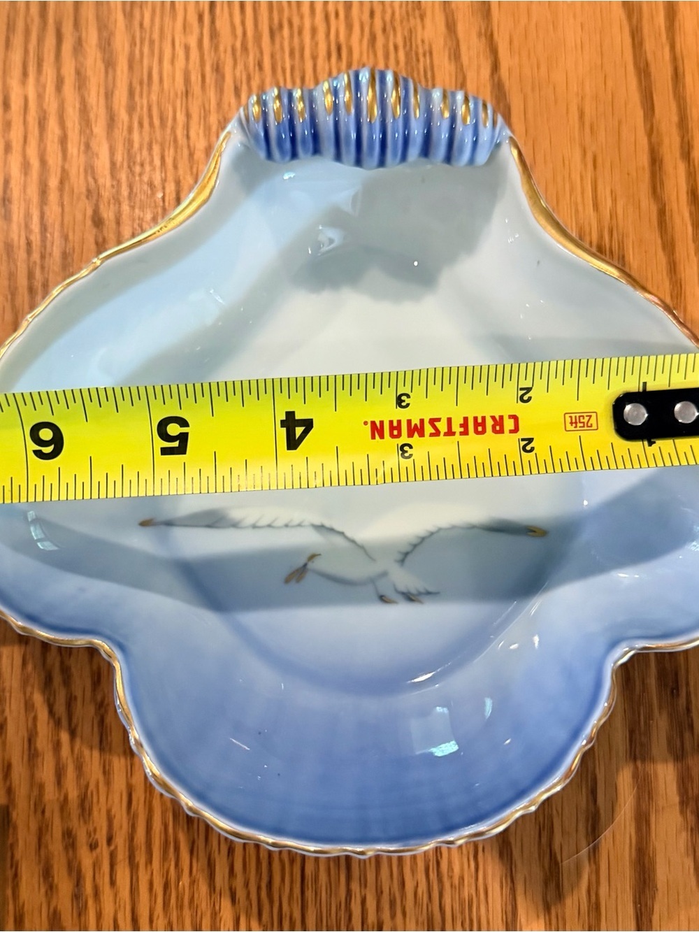 Vintage B&G Copenhagen Porcelain Shell Dish, Blue Ombre Seagull Gold Trim - Picture 12 of 13